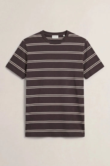 Z bawełny pima t-shirt męski w paski brązowy
