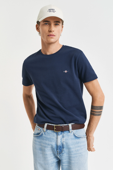 T-shirt męski z krótkim rękawem i okrągłym dekoltem slim fit