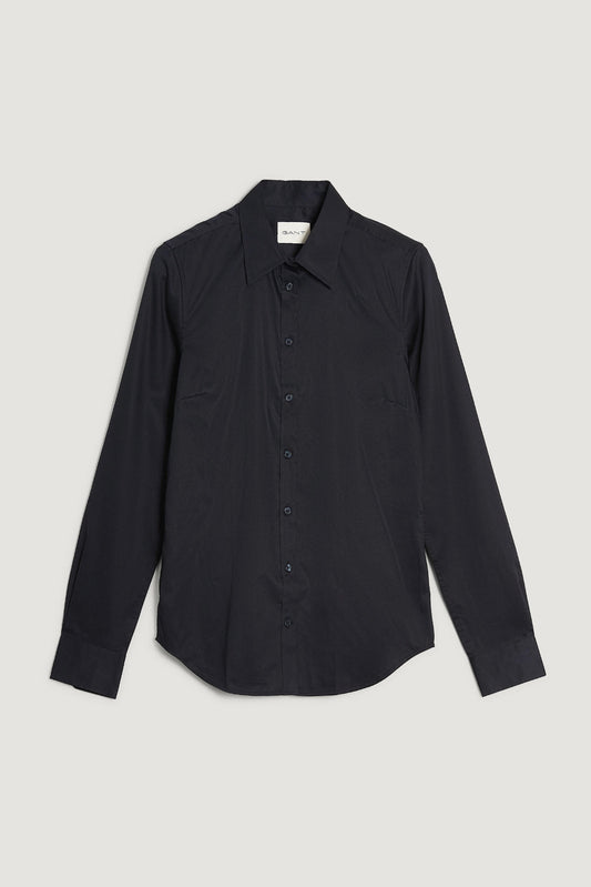 Satynowa koszula damska slim fit czarna