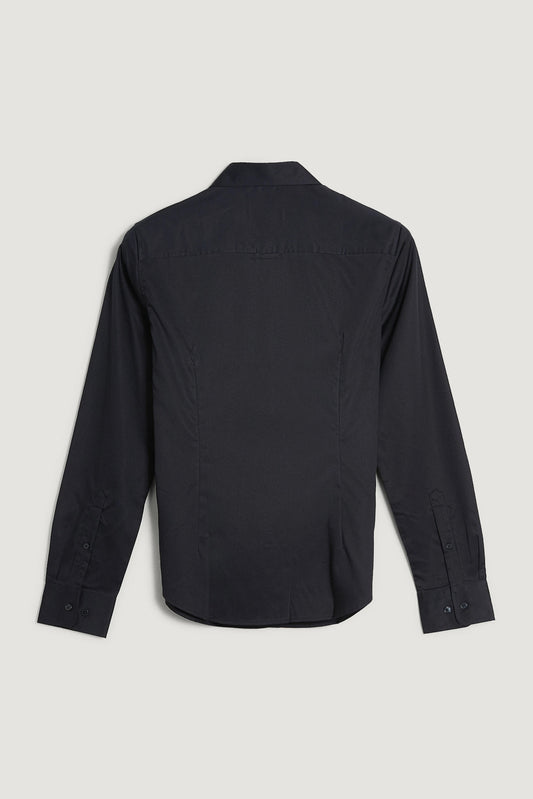 Satynowa koszula damska slim fit czarna
