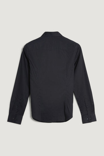 Satynowa koszula damska slim fit czarna