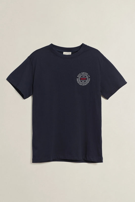 Bawełniany t-shirt męski z nadrukiem okrągły kołnierzyk regular fit