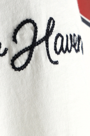 T-shirt męski z nadrukiem beżowy