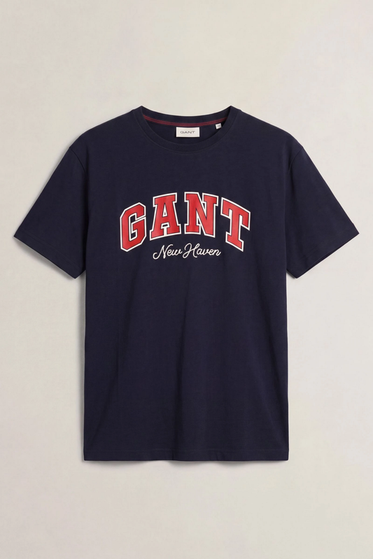 T-shirt męski z nadrukiem granatowy