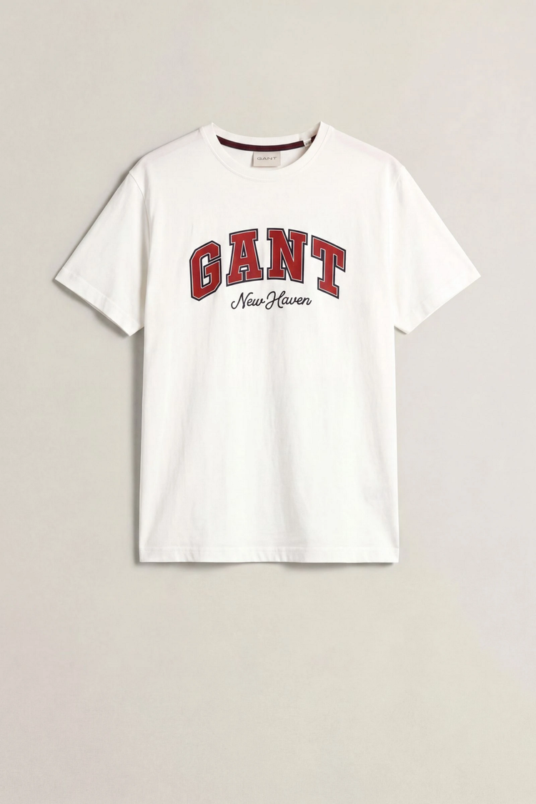 T-shirt męski z nadrukiem beżowy