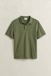 Bawełniane polo męskie z krótkim rękawem slim fit zielone