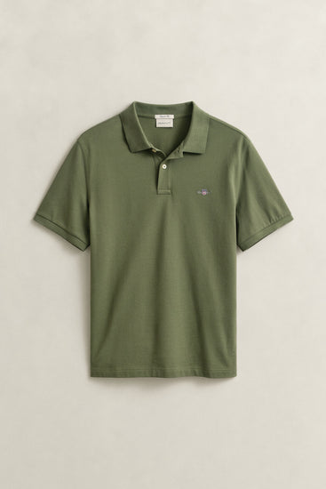 Bawełniane polo męskie z krótkim rękawem slim fit zielone