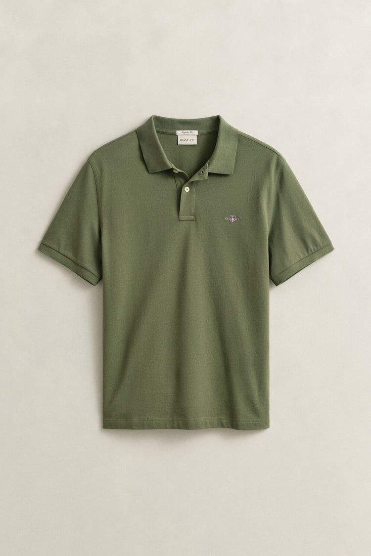 Bawełniane polo męskie z krótkim rękawem slim fit zielone