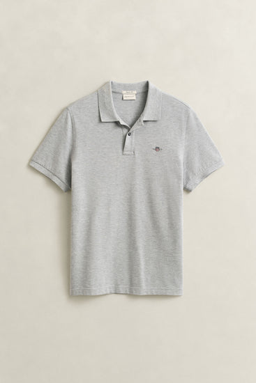Bawełniana koszulka polo męska z krótkim rękawem regular fit szara