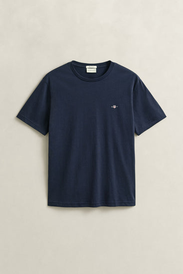 T-shirt męski z okrągłym dekoltem regular fit granatowy