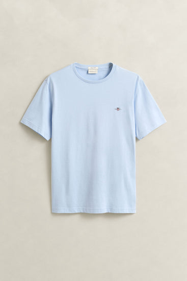 T-shirt męski z okrągłym kołnierzykiem regular fit niebieski