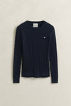 Sweter damski z okrągłym dekoltem slim fit granatowy