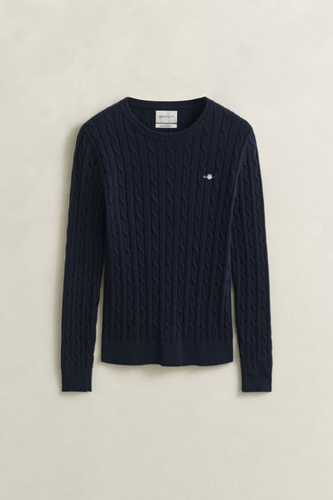 Sweter damski z okrągłym dekoltem slim fit granatowy