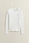Sweter damski z okrągłym dekoltem slim fit biały