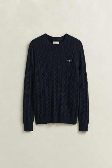 Sweter męski z okrągłym dekoltem regular fit granatowy