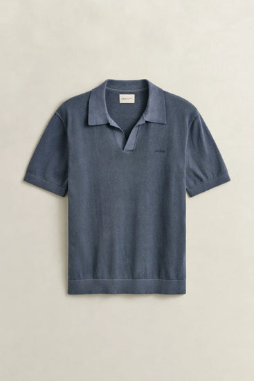 Bawełniany sweter męski z kołnierzykiem polo z długim rękawem regular fit