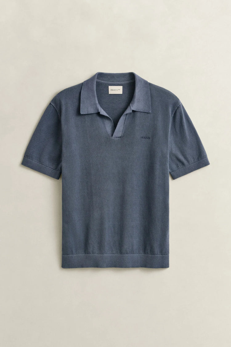 Bawełniany sweter męski z kołnierzykiem polo z długim rękawem regular fit
