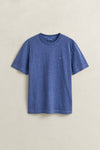 Bawełniany t-shirt męski z okrągłym kołnierzykiem regular fit niebieski