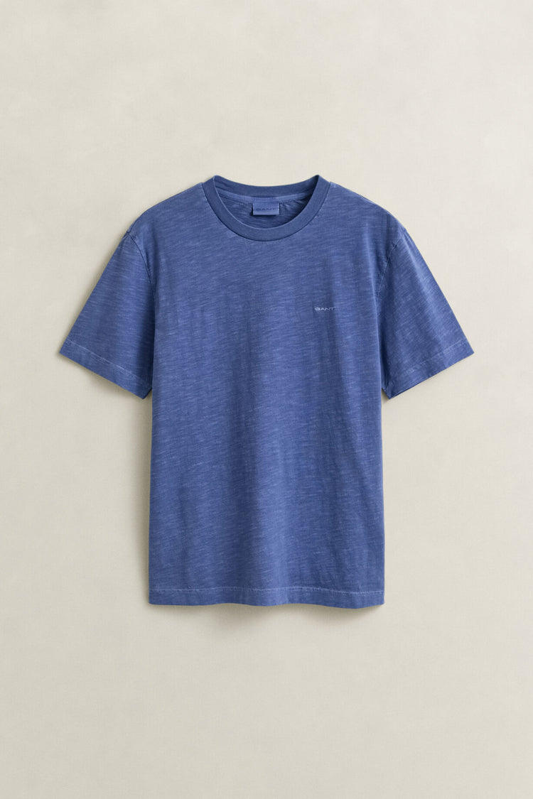 Bawełniany t-shirt męski z okrągłym kołnierzykiem regular fit niebieski