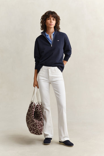 Bluza damska z zamkiem do połowy relaxed fit granatowa