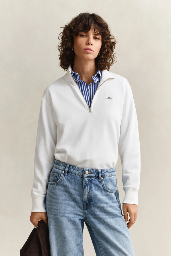 Bluza damska z zamkiem do połowy z długim rękawem relaxed fit