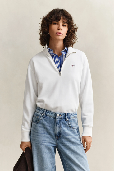 Bluza damska z zamkiem do połowy z długim rękawem relaxed fit