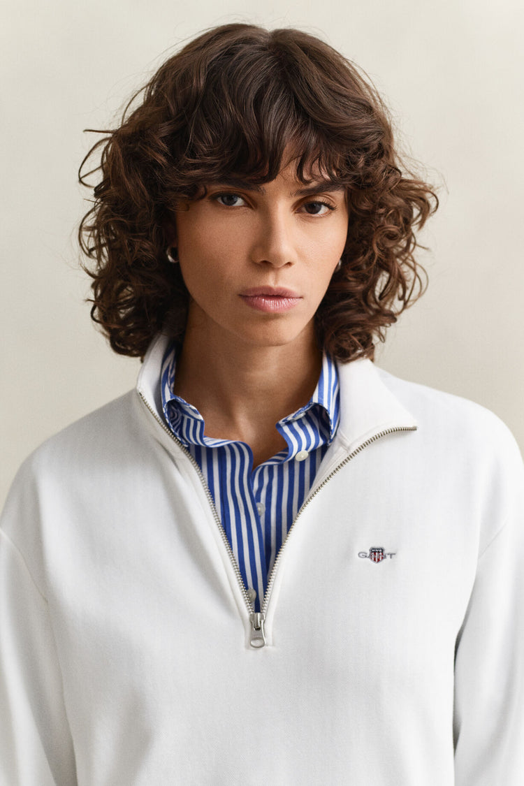 Bluza damska z zamkiem do połowy z długim rękawem relaxed fit