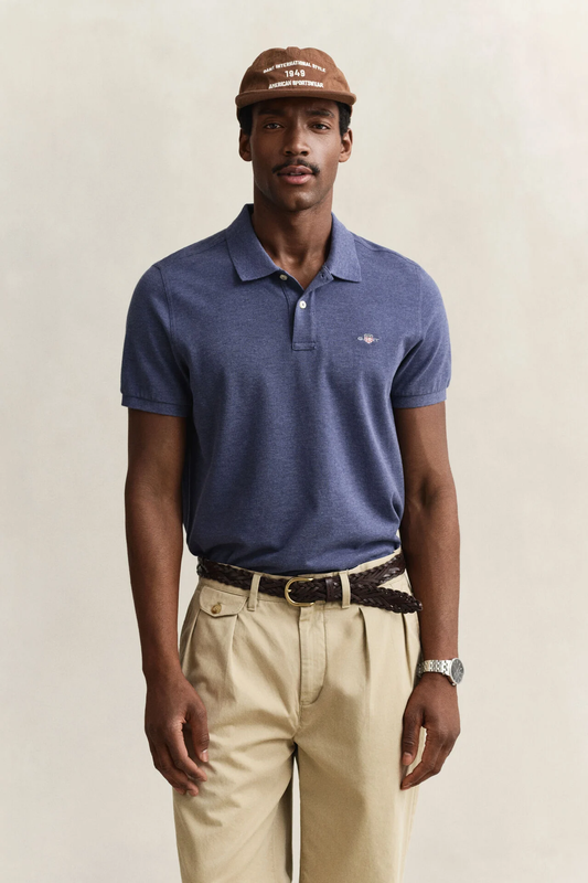 Koszulka polo męska z krótkim rękawem regular fit granatowa