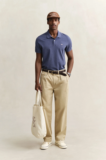 Koszulka polo męska z krótkim rękawem regular fit granatowa