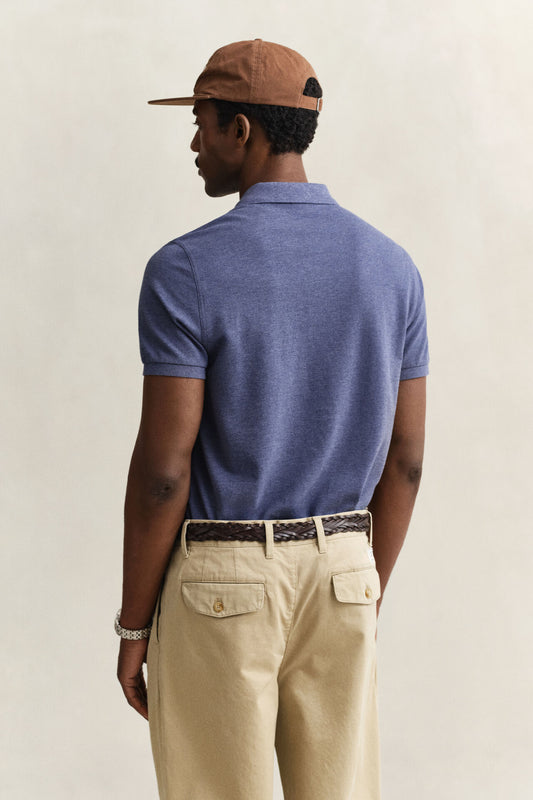 Koszulka polo męska z krótkim rękawem regular fit granatowa
