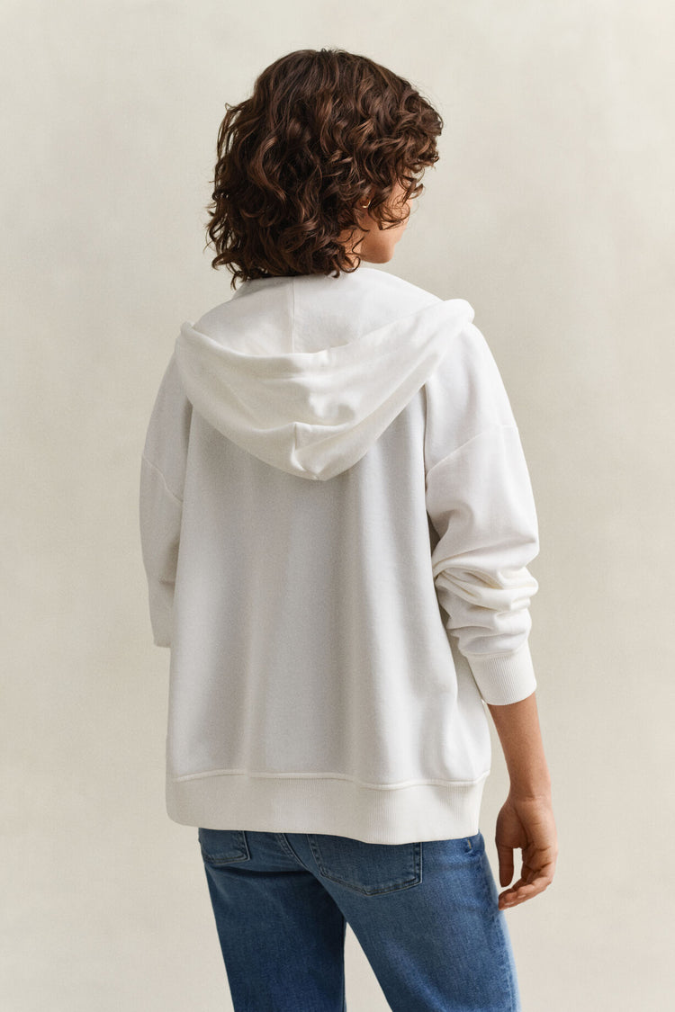 Bluza damska z kapturem relaxed fit biała