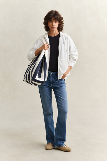 Bluza damska z kapturem relaxed fit biała