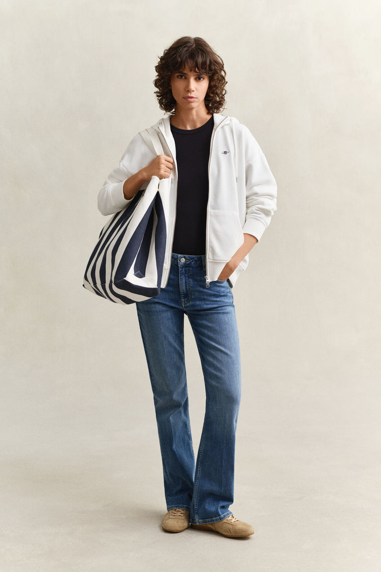 Bluza damska z kapturem relaxed fit biała