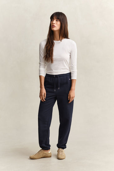 Spodnie dresowe damskie regular fit granatowe