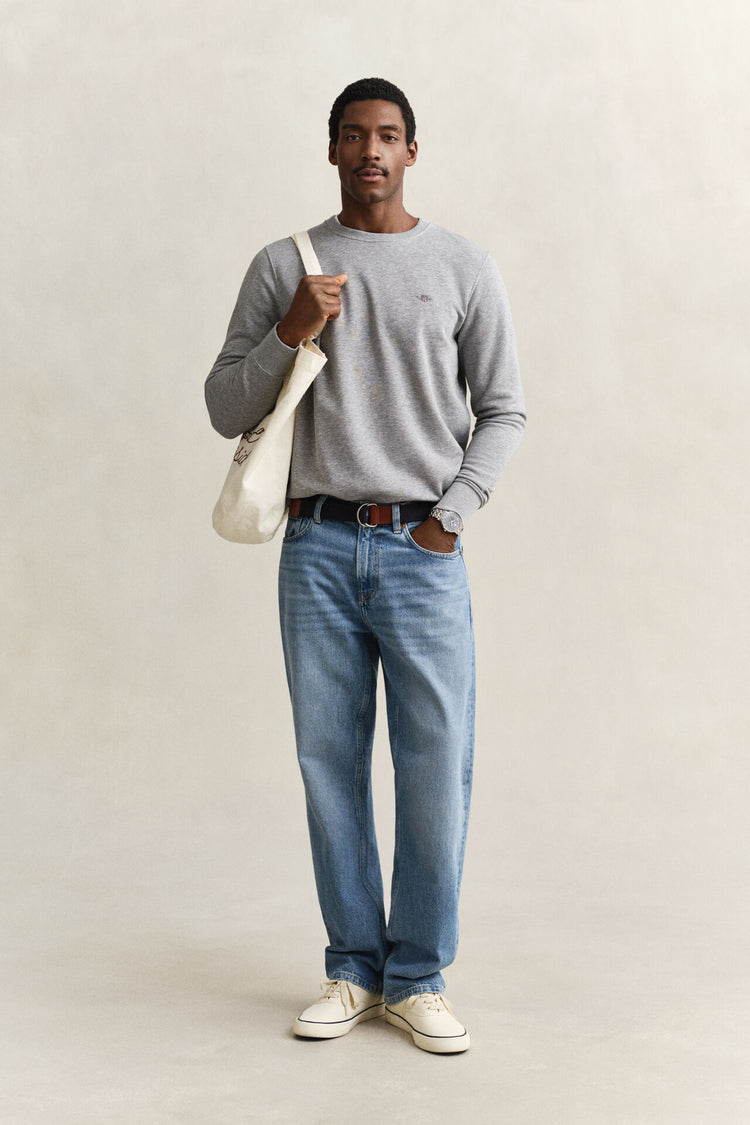Bluza męska z okrągłym dekoltem regular fit szara