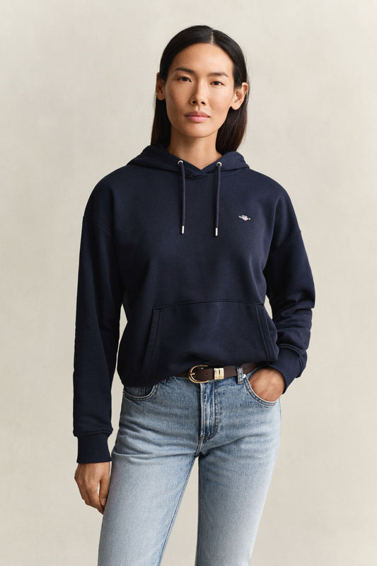 Bluza damska z kapturem relaxed fit granatowa