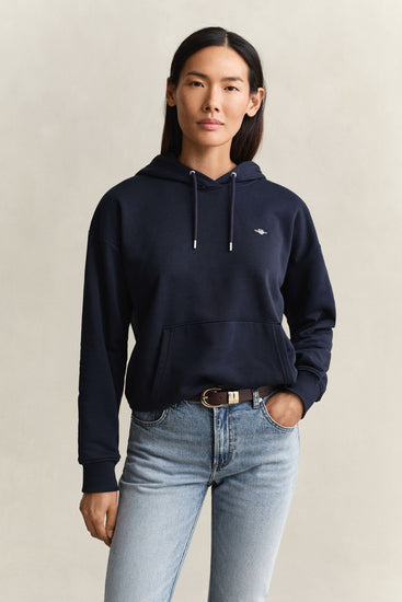 Bluza damska z kapturem relaxed fit granatowa