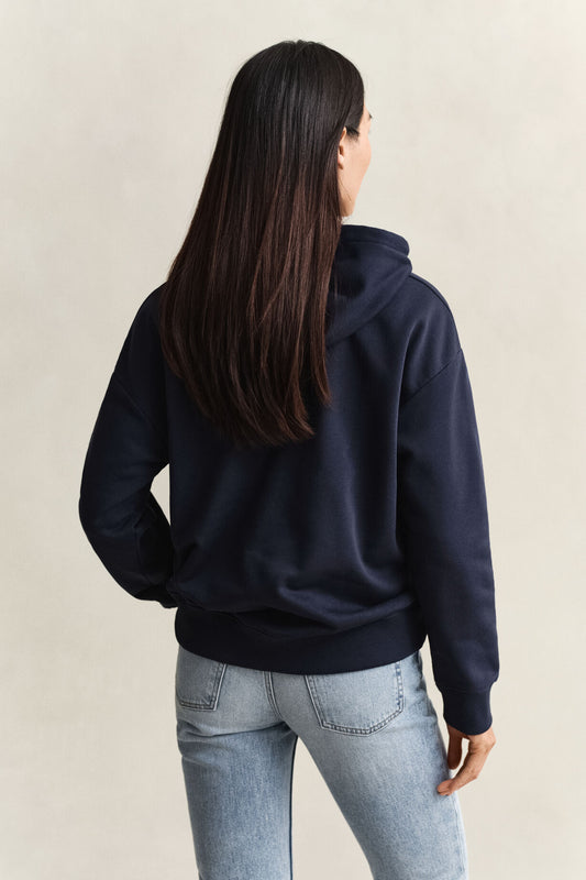Bluza damska z kapturem relaxed fit granatowa