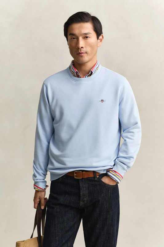 Bluza męska z okrągłym kołnierzykiem i długim rękawem regular fit