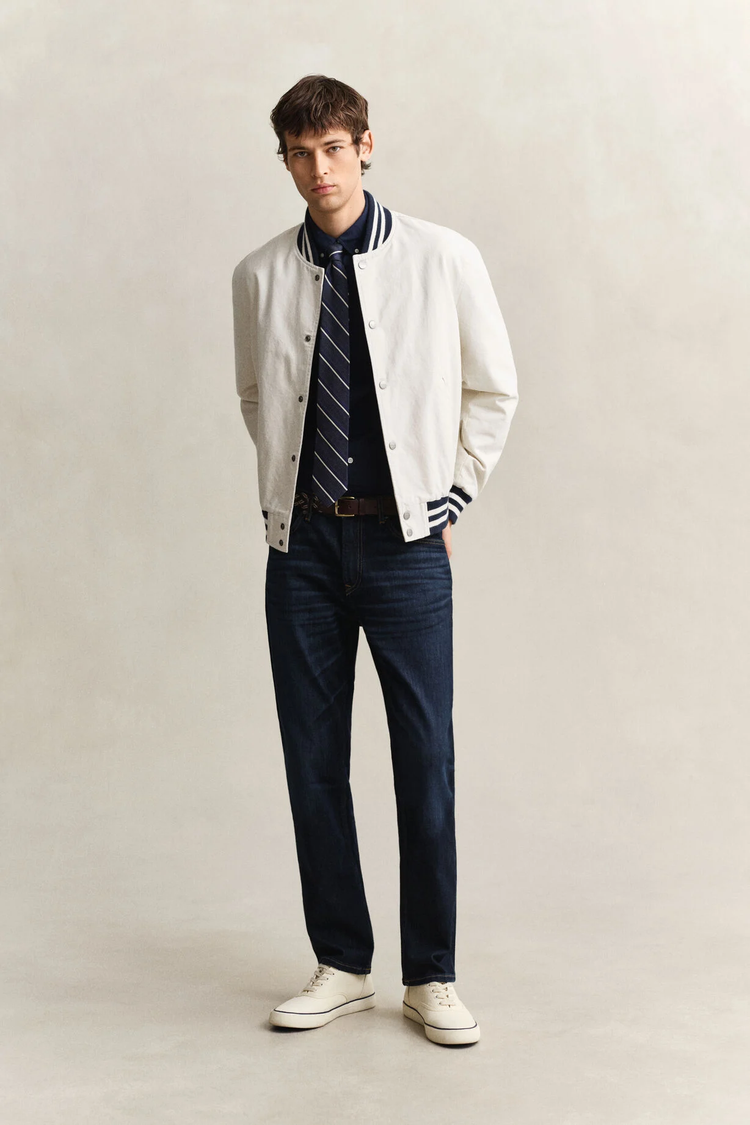 Koszula męska z długim rękawem slim fit granatowa