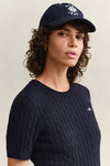 Sweter damski z krótkim rękawem z okrągłym kołnierzykiem slim fit