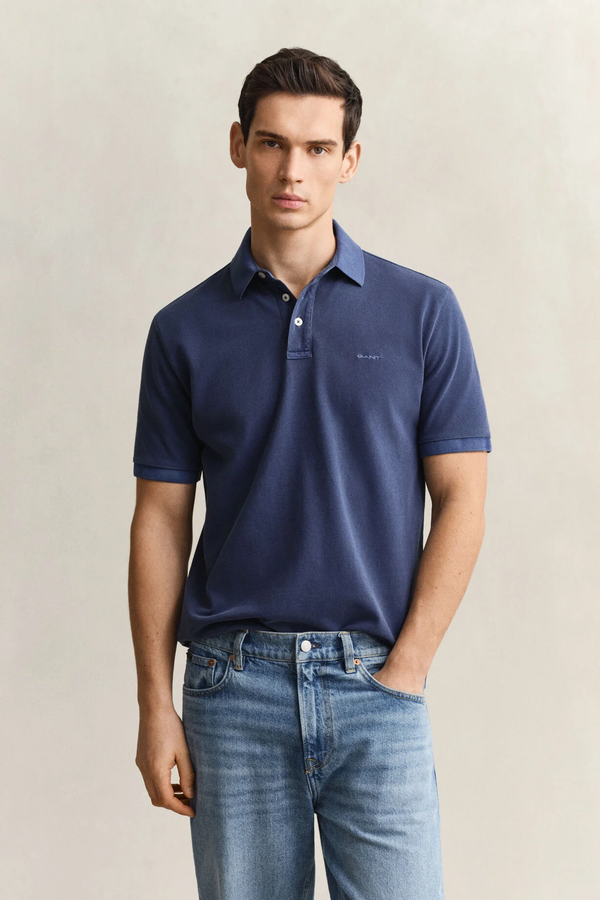 Koszulka polo męska z krótkim rękawem regular fit granatowa