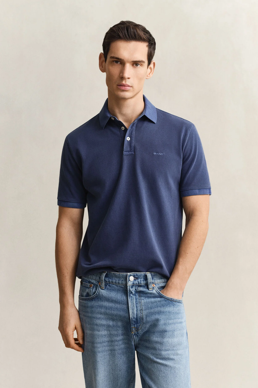 Koszulka polo męska z krótkim rękawem regular fit granatowa
