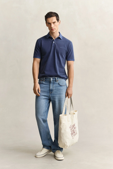 Koszulka polo męska z krótkim rękawem regular fit granatowa