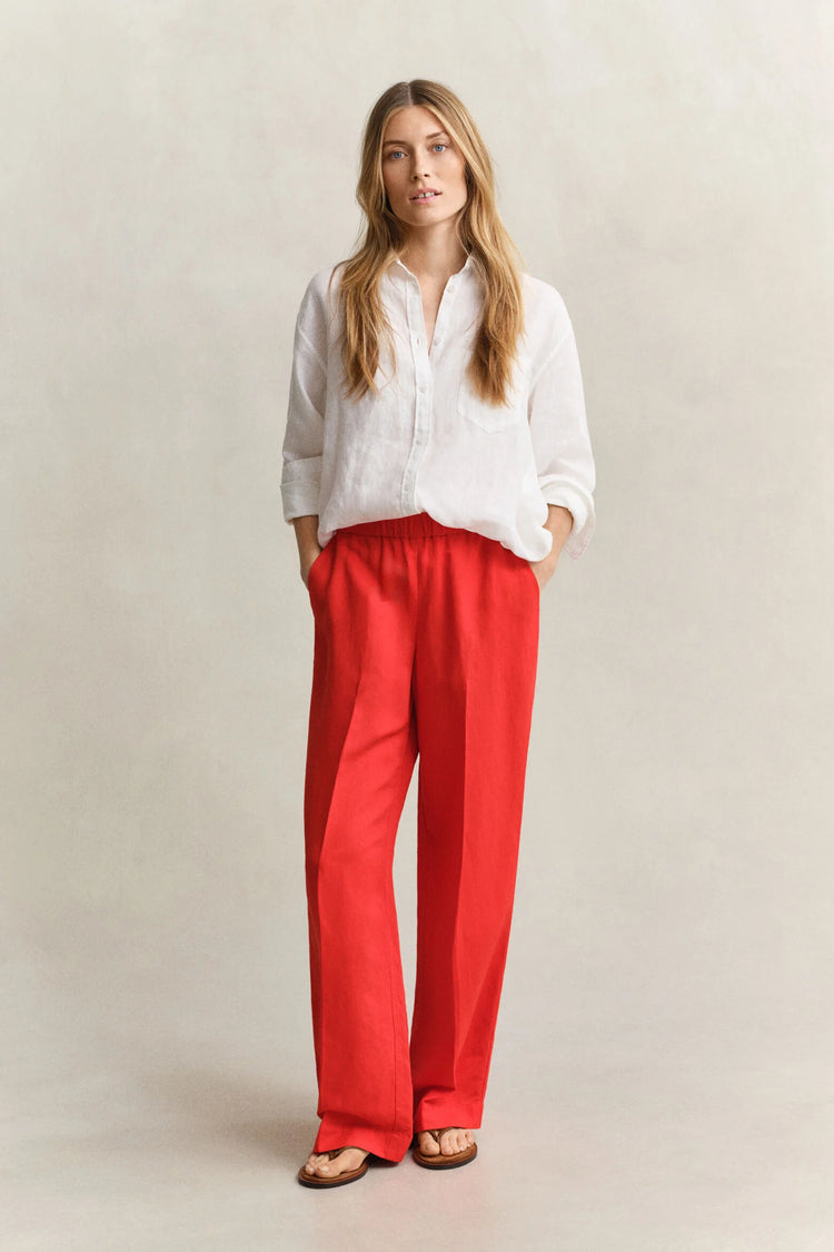 Spodnie damskie relaxed fit czerwone