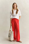 Spodnie damskie relaxed fit czerwone