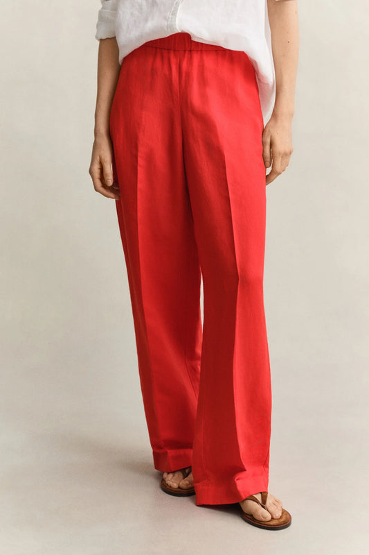 Spodnie damskie relaxed fit czerwone
