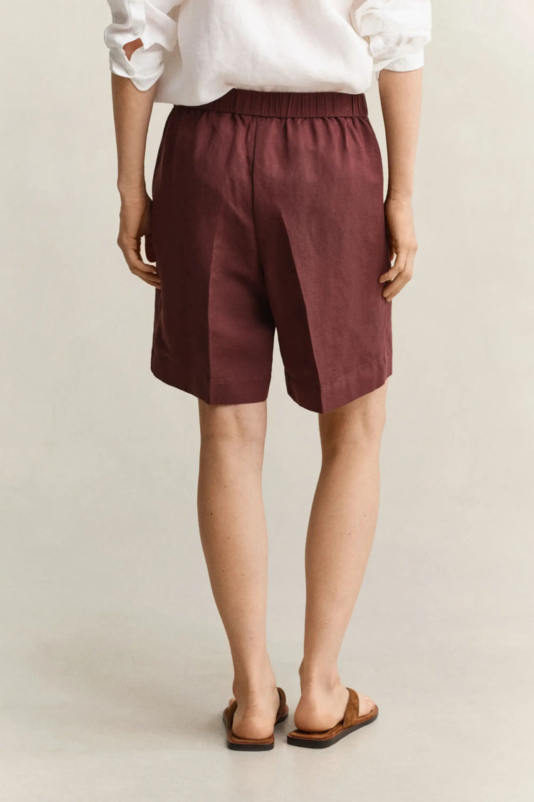 Lniane szorty damskie relaxed fit brązowe