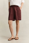 Lniane szorty damskie relaxed fit brązowe
