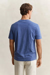 Bawełniany t-shirt męski z okrągłym kołnierzykiem regular fit niebieski